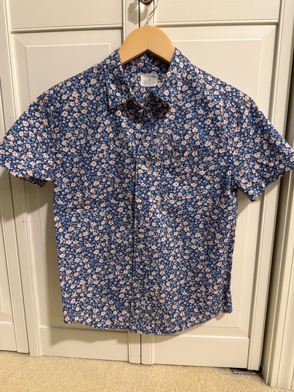 Crewcuts Blue Floral Short-Sleeve Button-Down Shirt